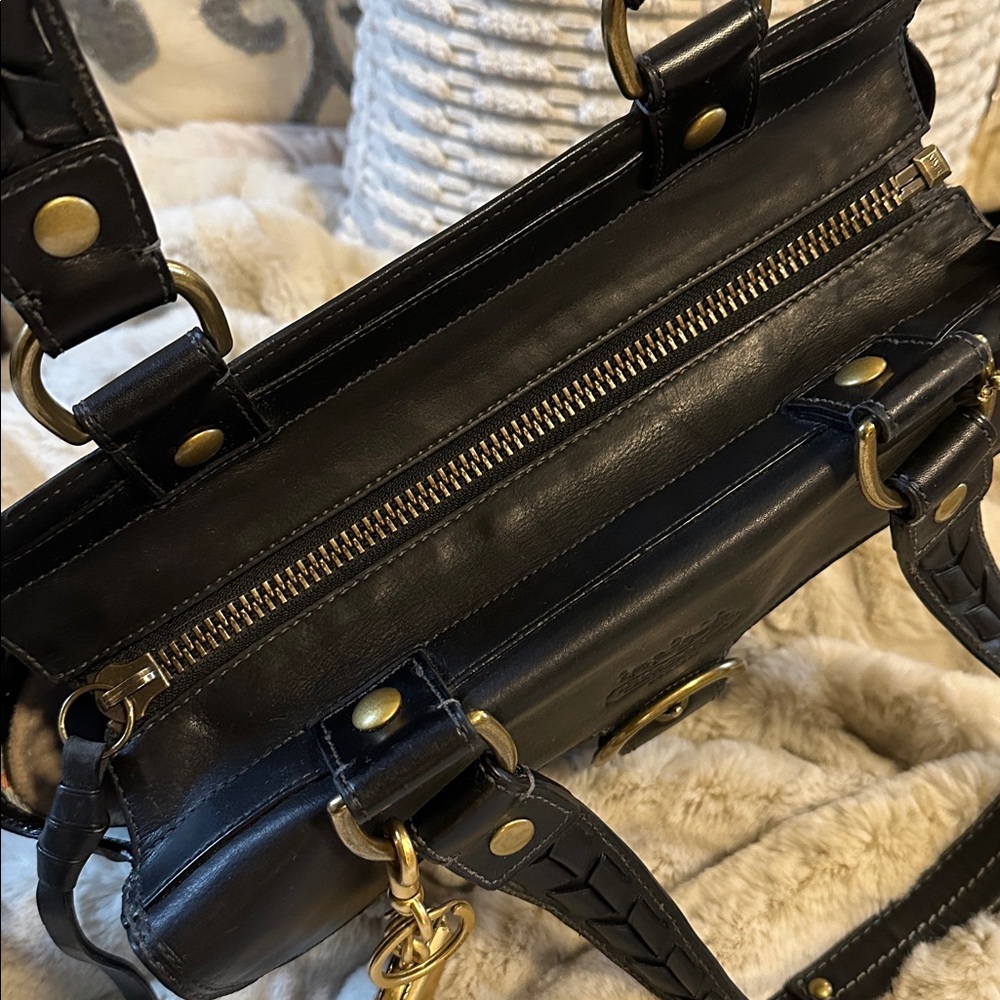 COACH Legacy BLEEKER Tattersall Black Leather Flap Satchel - Picture 6 of 16